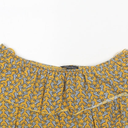 Womens UK Size 6 Topshop Yellow Basic Blouse