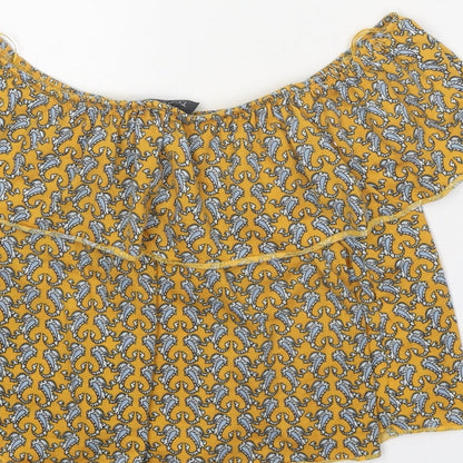 Womens UK Size 6 Topshop Yellow Basic Blouse