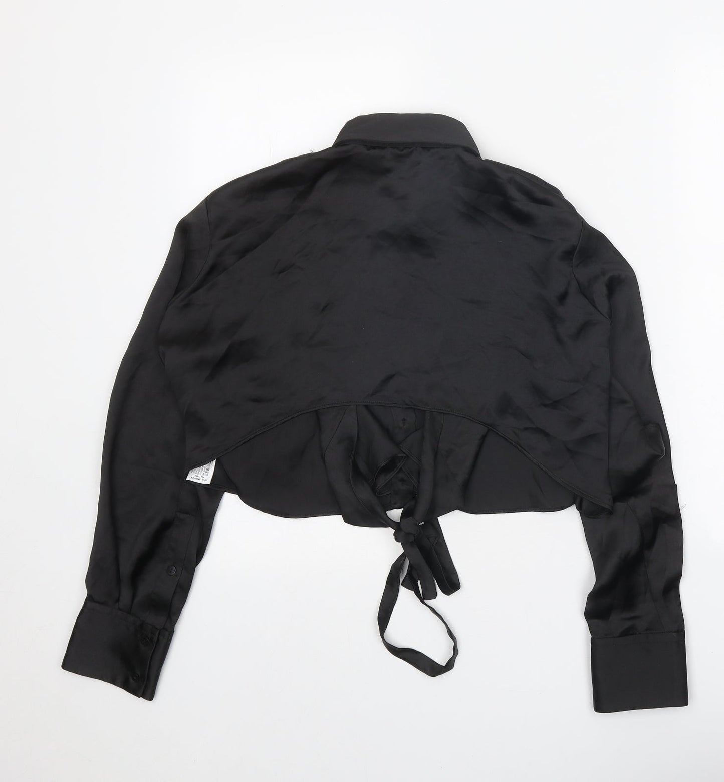 Womens UK Size S Zara Black Basic Button-Up