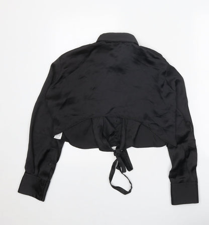Womens UK Size S Zara Black Basic Button-Up