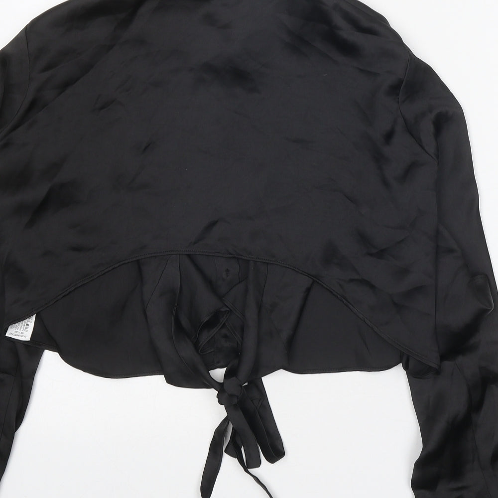 Womens UK Size S Zara Black Basic Button-Up