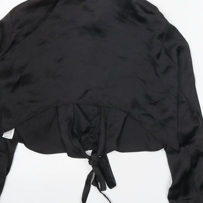 Womens UK Size S Zara Black Basic Button-Up