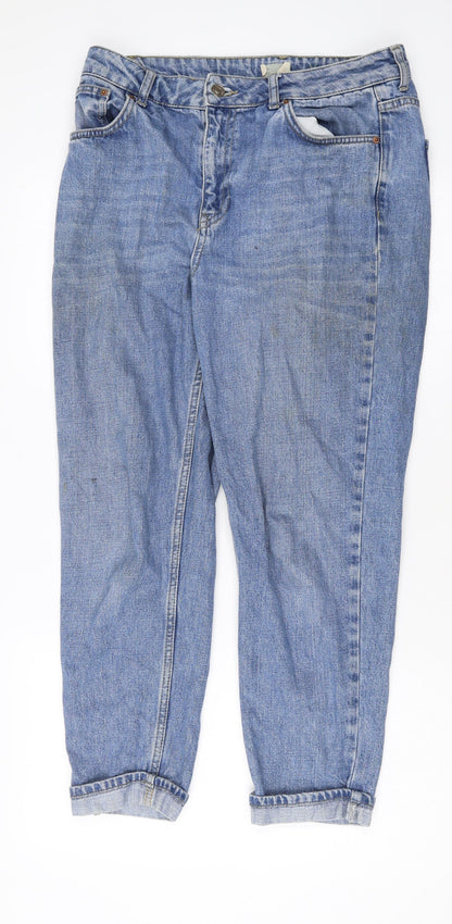 Topshop Womens Blue Cotton Straight Jeans Size 30 Regular Zip