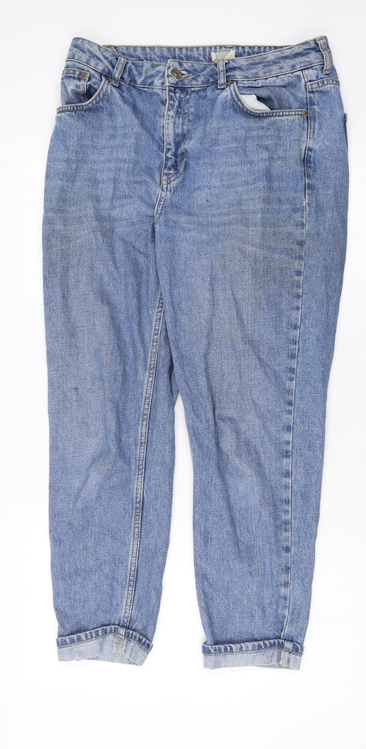 Topshop Womens Blue Cotton Straight Jeans Size 30 Regular Zip
