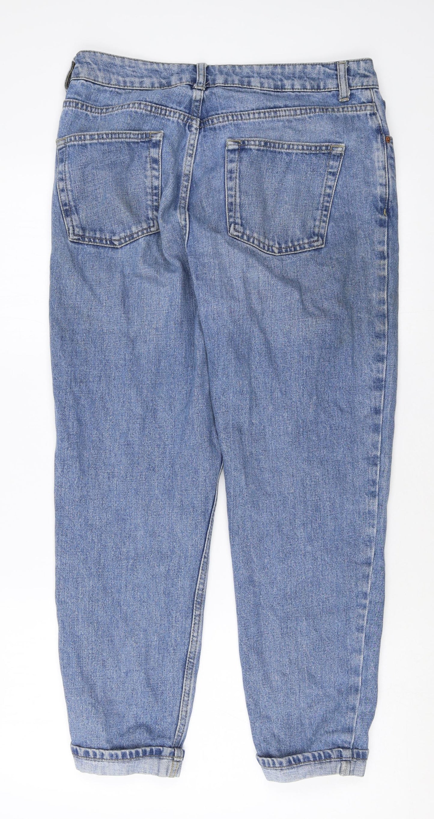Topshop Womens Blue Cotton Straight Jeans Size 30 Regular Zip