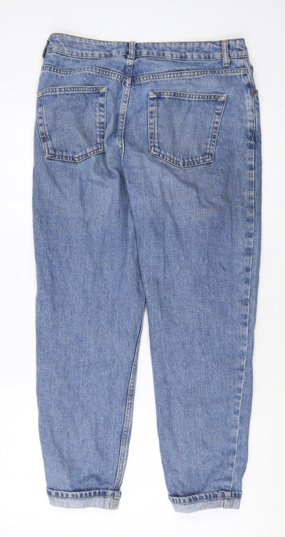 Topshop Womens Blue Cotton Straight Jeans Size 30 Regular Zip