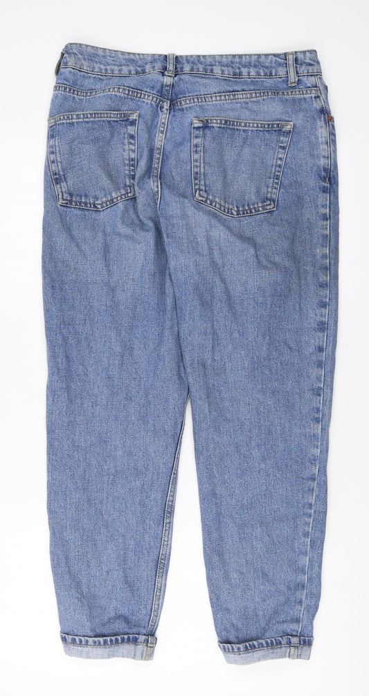 Topshop Womens Blue Cotton Straight Jeans Size 30 Regular Zip