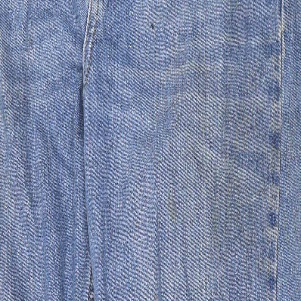 Topshop Womens Blue Cotton Straight Jeans Size 30 Regular Zip
