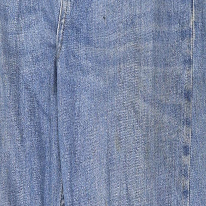 Topshop Womens Blue Cotton Straight Jeans Size 30 Regular Zip