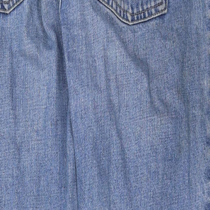 Topshop Womens Blue Cotton Straight Jeans Size 30 Regular Zip
