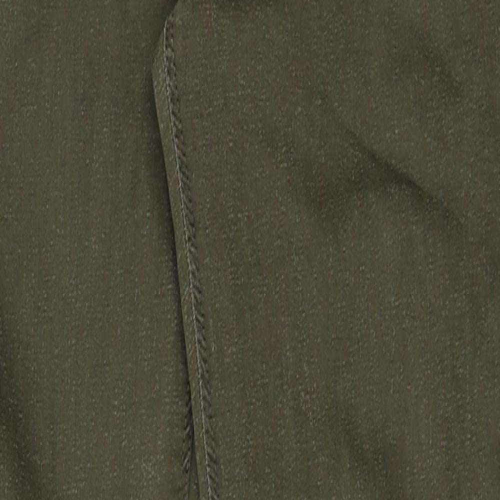 Topshop Womens Green Cotton Trousers Size 32 in Regular Zip