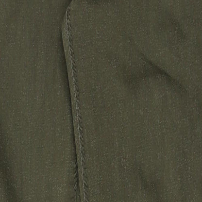 Topshop Womens Green Cotton Trousers Size 32 in Regular Zip