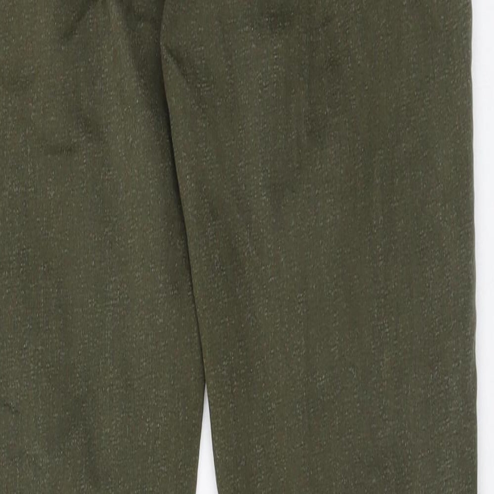 Topshop Womens Green Cotton Trousers Size 32 in Regular Zip