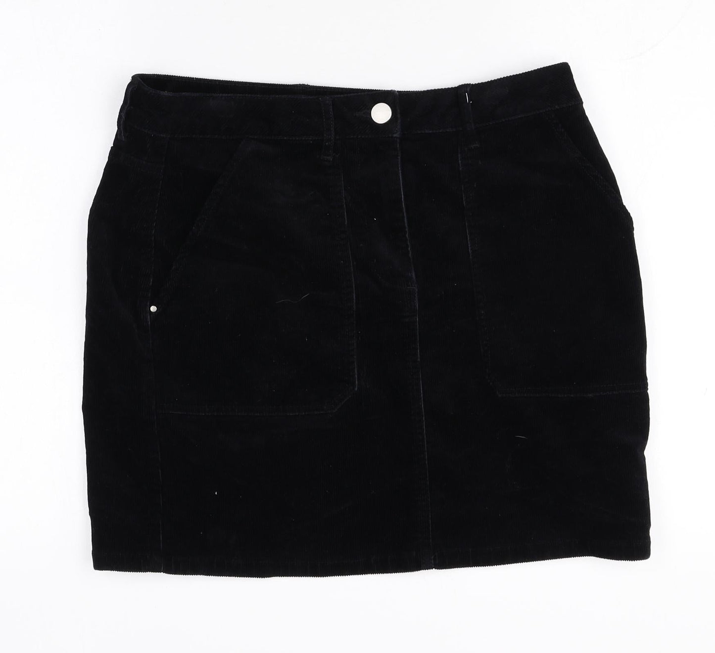 Dorothy Perkins Womens Black Cotton Straight & Pencil Skirt Size 12 Zip