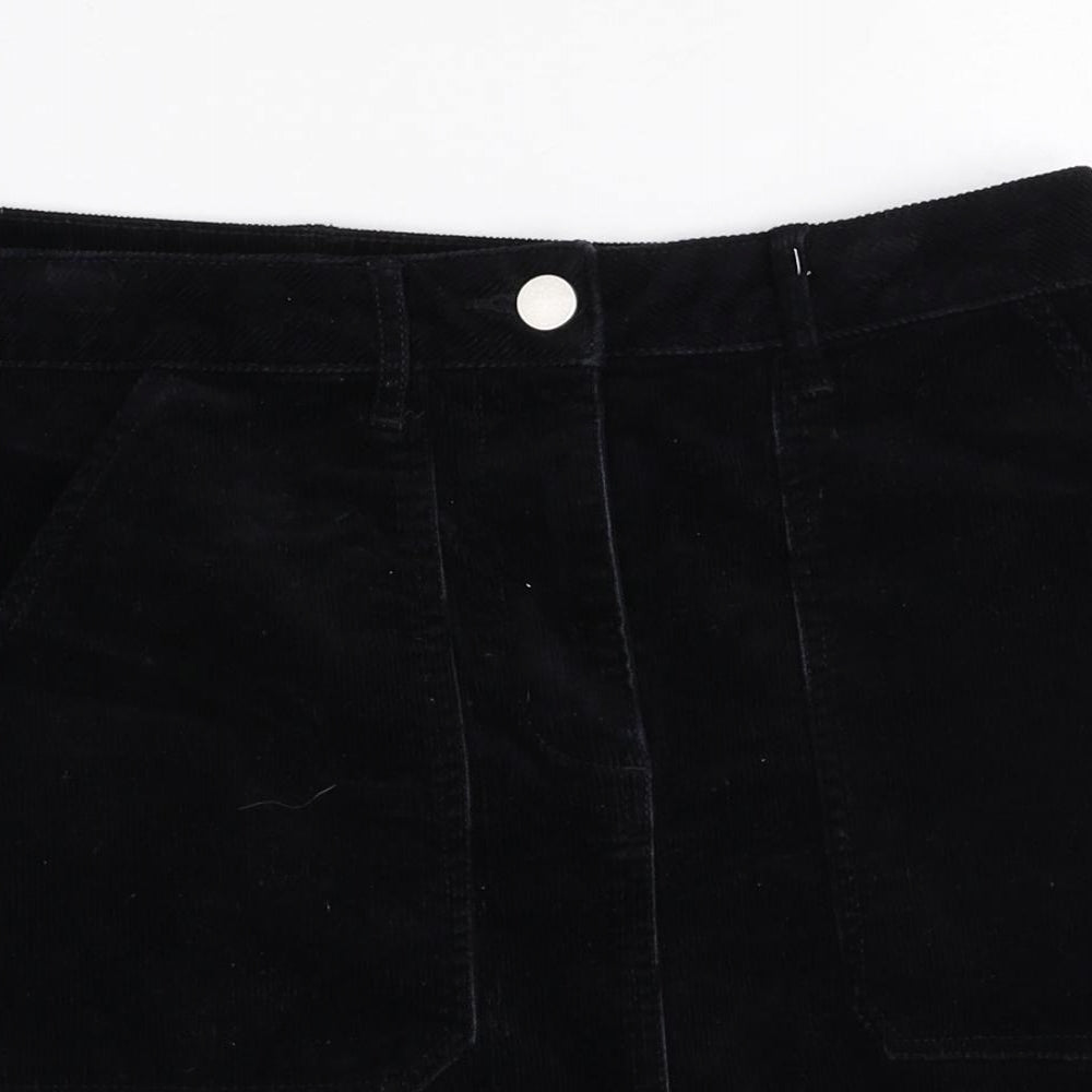 Dorothy Perkins Womens Black Cotton Straight & Pencil Skirt Size 12 Zip