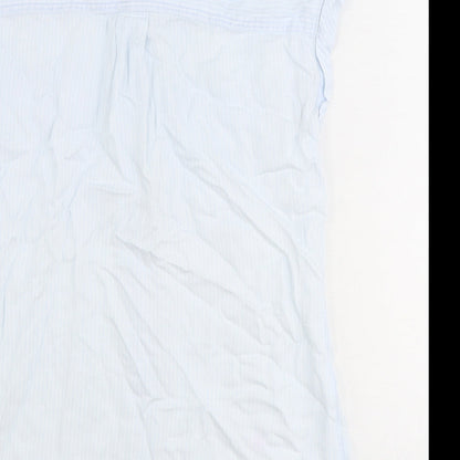 DEX Womens Blue Striped Polyester Basic Button-Up Size S Collared