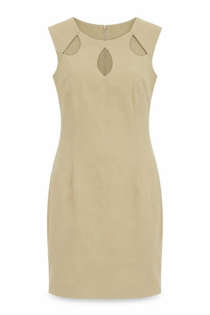 Ronni Nicole Womens Beige Polyester Pencil Dress Size 6 Boat Neck Zip