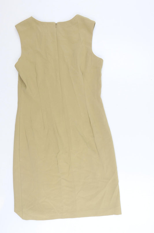 Ronni Nicole Womens Beige Polyester Pencil Dress Size 6 Boat Neck Zip
