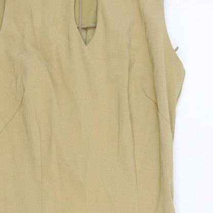 Ronni Nicole Womens Beige Polyester Pencil Dress Size 6 Boat Neck Zip