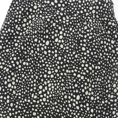 Missguided Womens Black Animal Print Polyester Wrap Skirt Size 8 Zip - Asymmetric