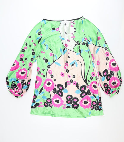 Elise Ryan Womens Multicoloured Floral Polyester Mini Size M Boat Neck Pullover