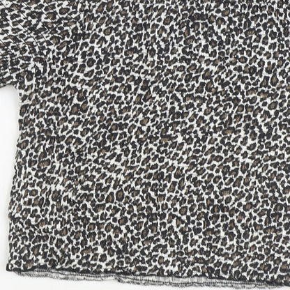 Primark Girls Brown Animal Print Polyester Basic Blouse Size 13 Years Off the Shoulder Pullover