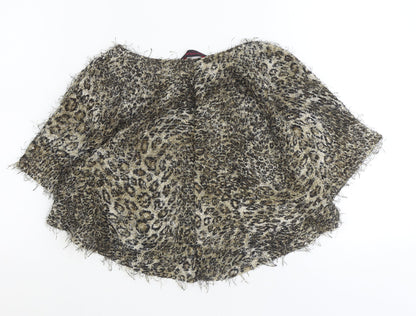 Miss Selfridge Womens Brown Boat Neck Animal Print Polyester Pullover Jumper Size 8 - Leopard print