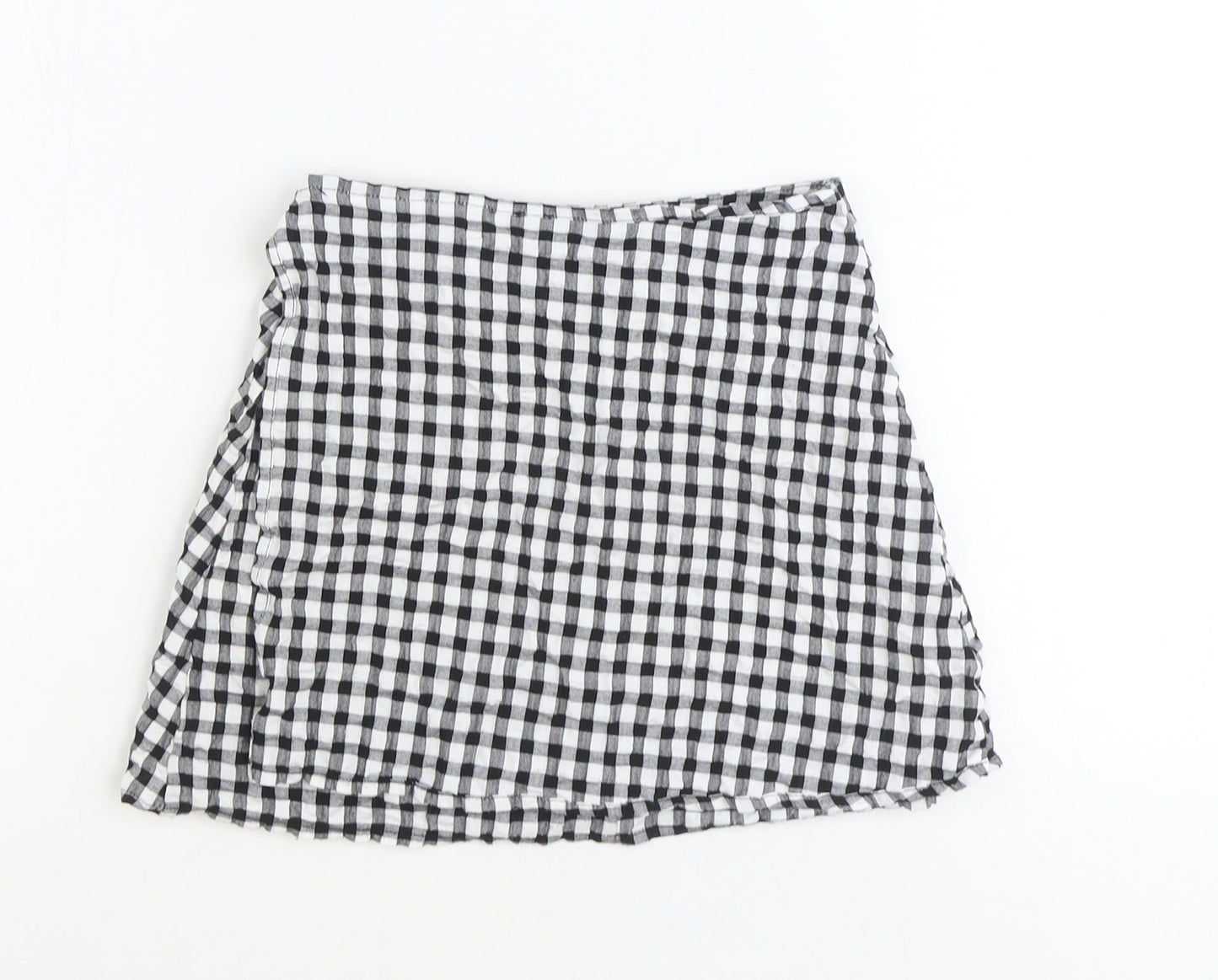 Primark Girls Black Check Polyester Wrap Skirt Size 8-9 Years Regular