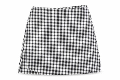 Primark Girls Black Check Polyester Wrap Skirt Size 8-9 Years Regular