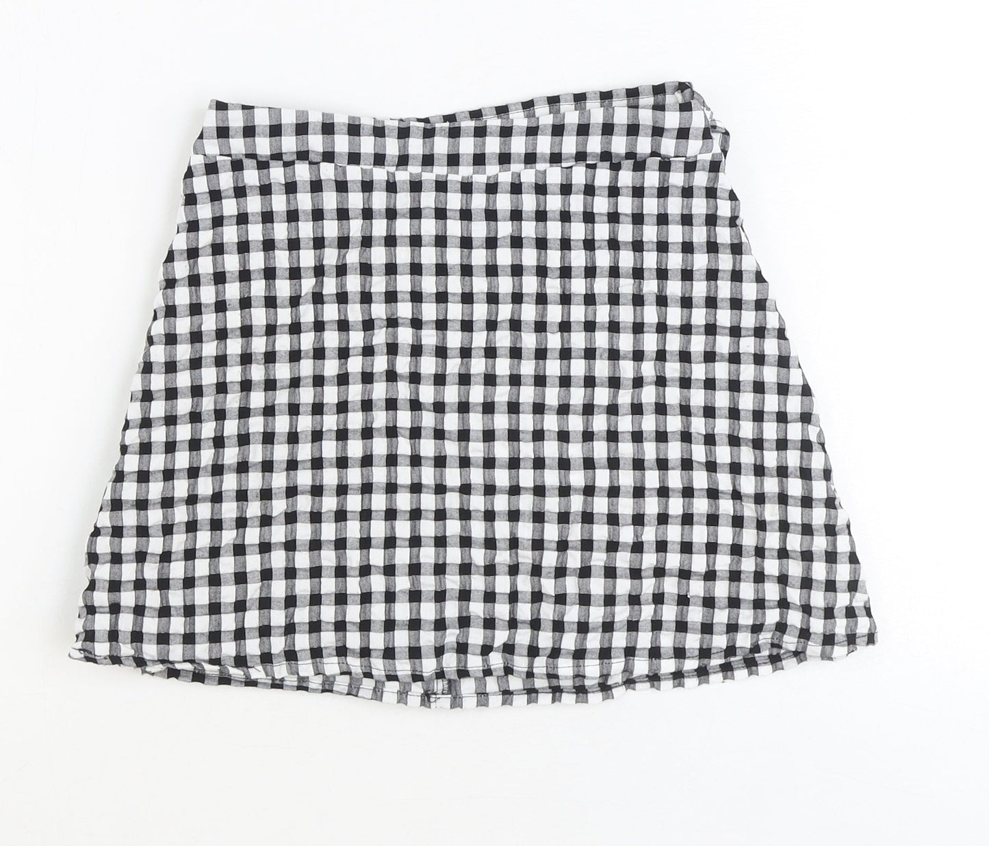 Primark Girls Black Check Polyester Wrap Skirt Size 8-9 Years Regular