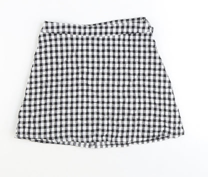 Primark Girls Black Check Polyester Wrap Skirt Size 8-9 Years Regular