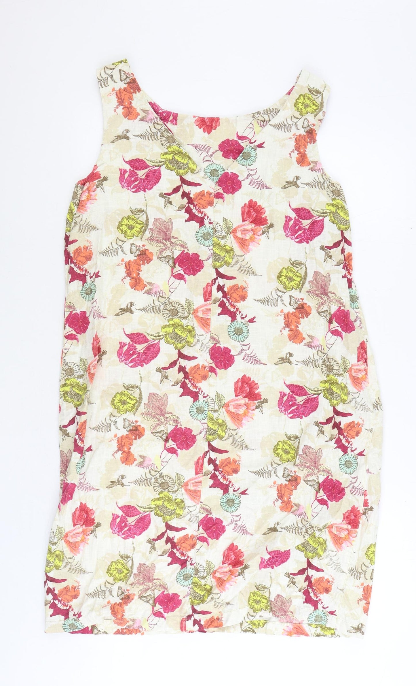 NEXT Womens Multicoloured Floral Linen Pencil Dress Size 16 Boat Neck Pullover