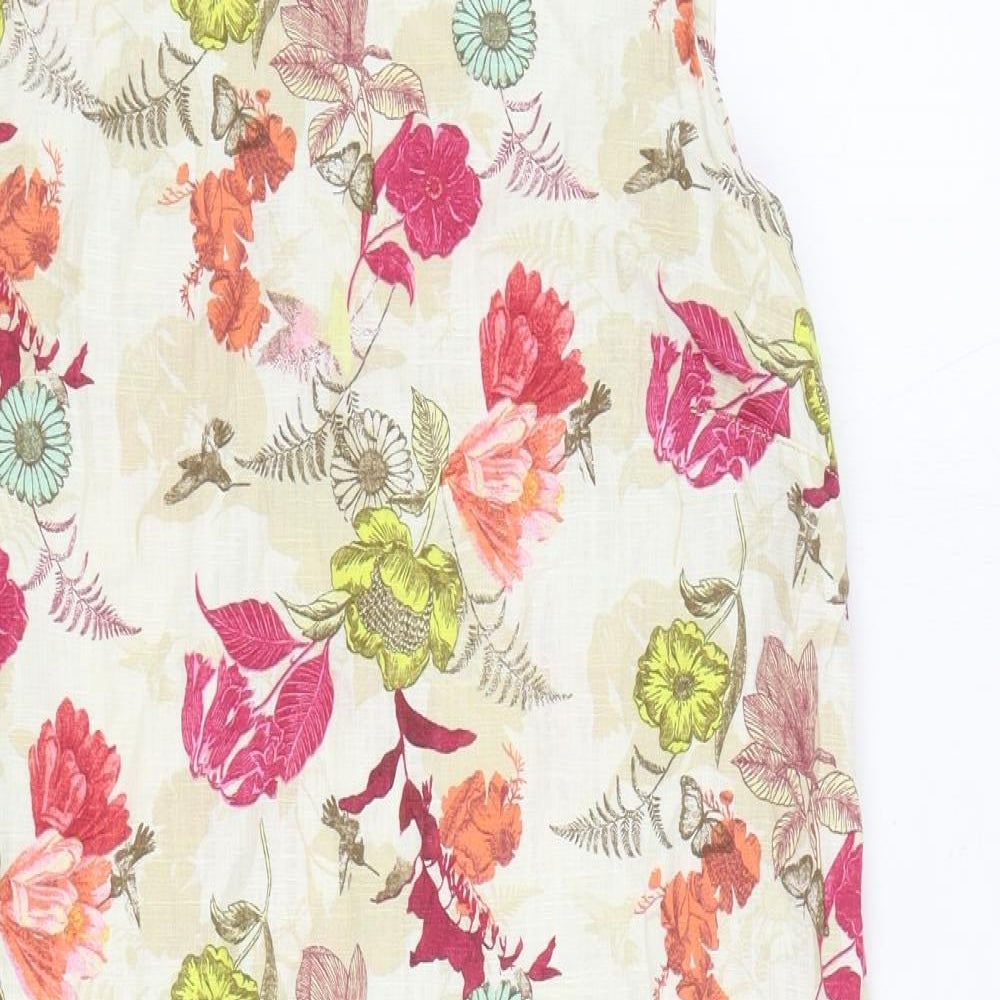 NEXT Womens Multicoloured Floral Linen Pencil Dress Size 16 Boat Neck Pullover