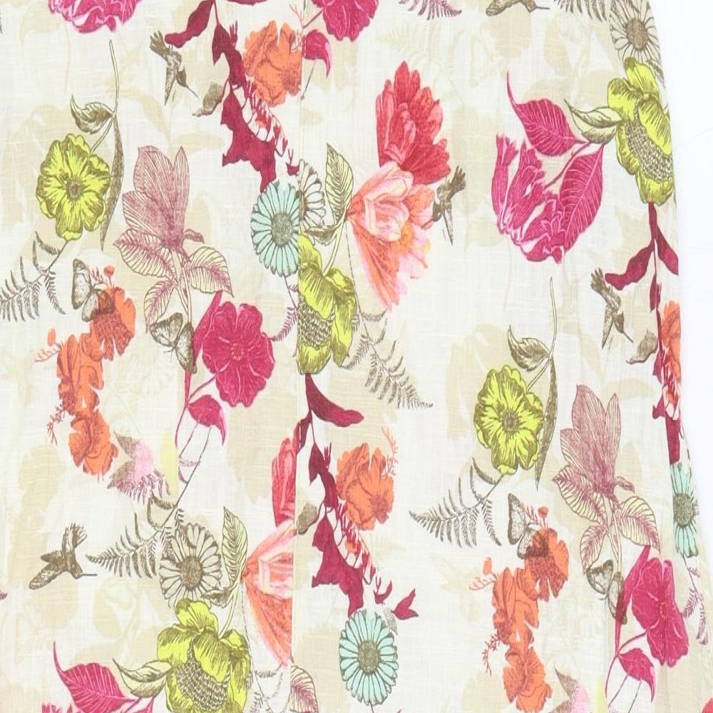 NEXT Womens Multicoloured Floral Linen Pencil Dress Size 16 Boat Neck Pullover