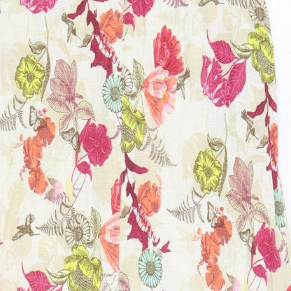 NEXT Womens Multicoloured Floral Linen Pencil Dress Size 16 Boat Neck Pullover