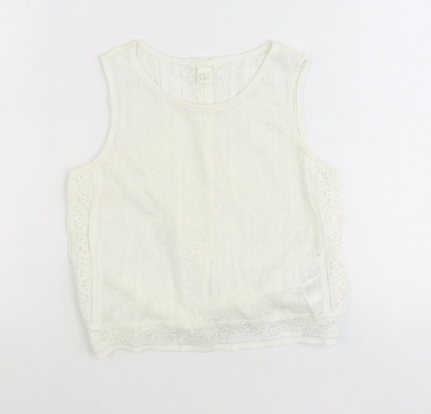 Womens UK Size XS H&M Ivory Cropped Tank
