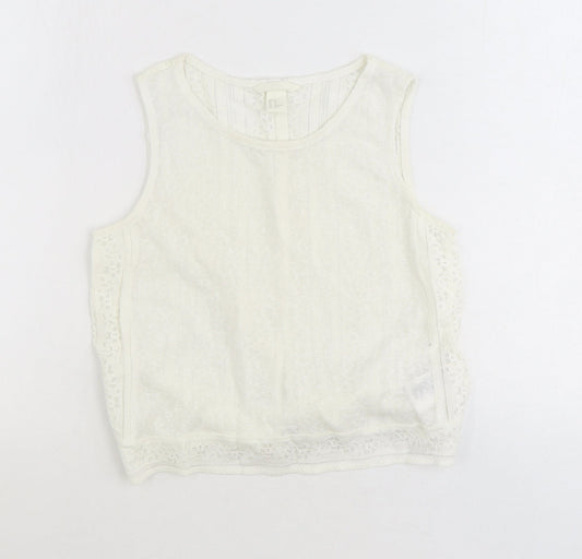 Womens UK Size XS H&M Ivory Cropped Tank