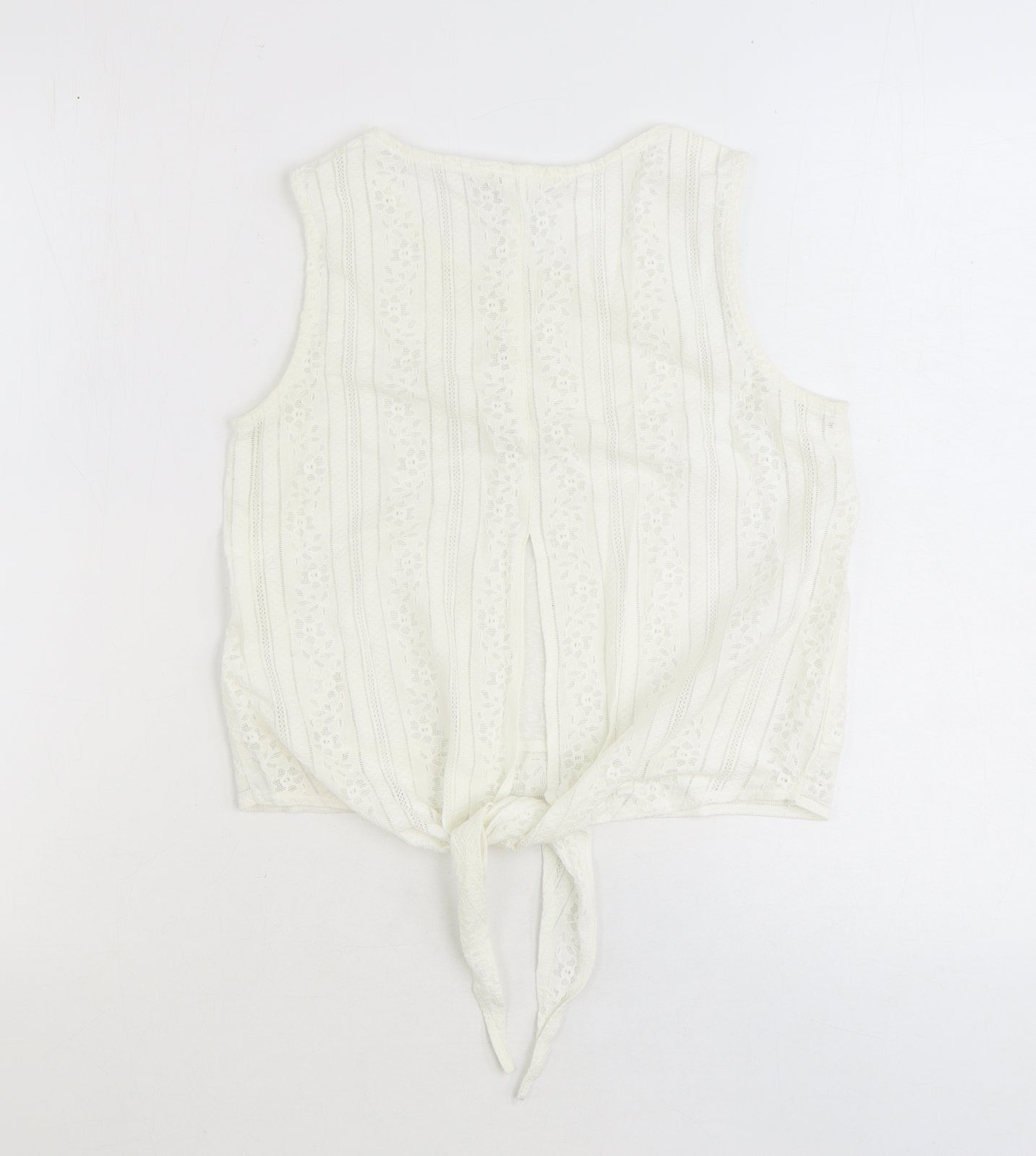 Womens UK Size XS H&M Ivory Cropped Tank