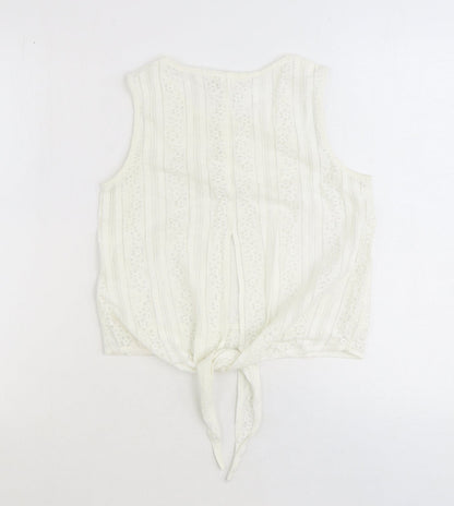 Womens UK Size XS H&M Ivory Cropped Tank