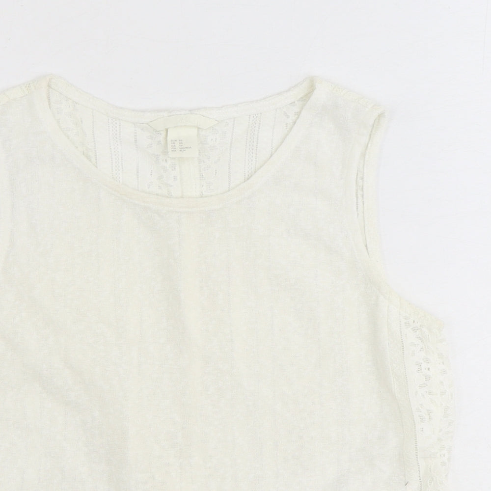 Womens UK Size XS H&M Ivory Cropped Tank
