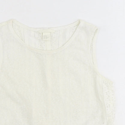 Womens UK Size XS H&M Ivory Cropped Tank