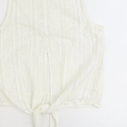 Womens UK Size XS H&M Ivory Cropped Tank