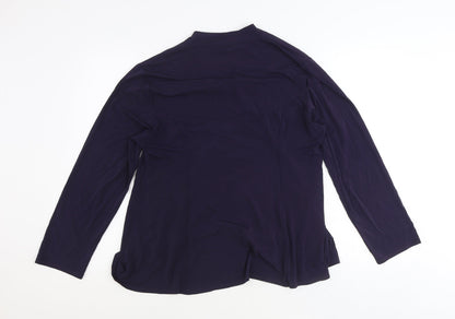 David Neiper Womens Purple Acetate Basic Button-Up Size 16 V-Neck