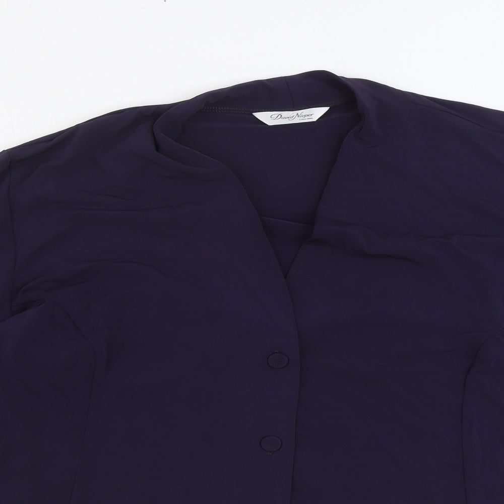 David Neiper Womens Purple Acetate Basic Button-Up Size 16 V-Neck