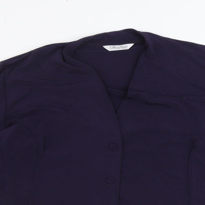 David Neiper Womens Purple Acetate Basic Button-Up Size 16 V-Neck