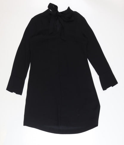Marks and Spencer Womens Black Polyester A-Line Size 10 Mock Neck Tie