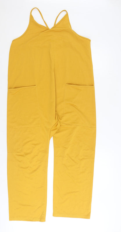 Womens UK Size S Preworn One-Piece Yellow Jumpsuit