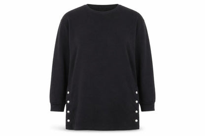 New Look Womens Black Cotton Pullover Sweatshirt Size 12 Snap
