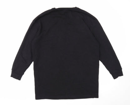 New Look Womens Black Cotton Pullover Sweatshirt Size 12 Snap