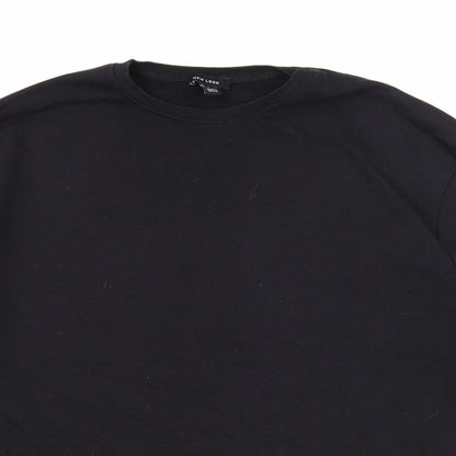 New Look Womens Black Cotton Pullover Sweatshirt Size 12 Snap